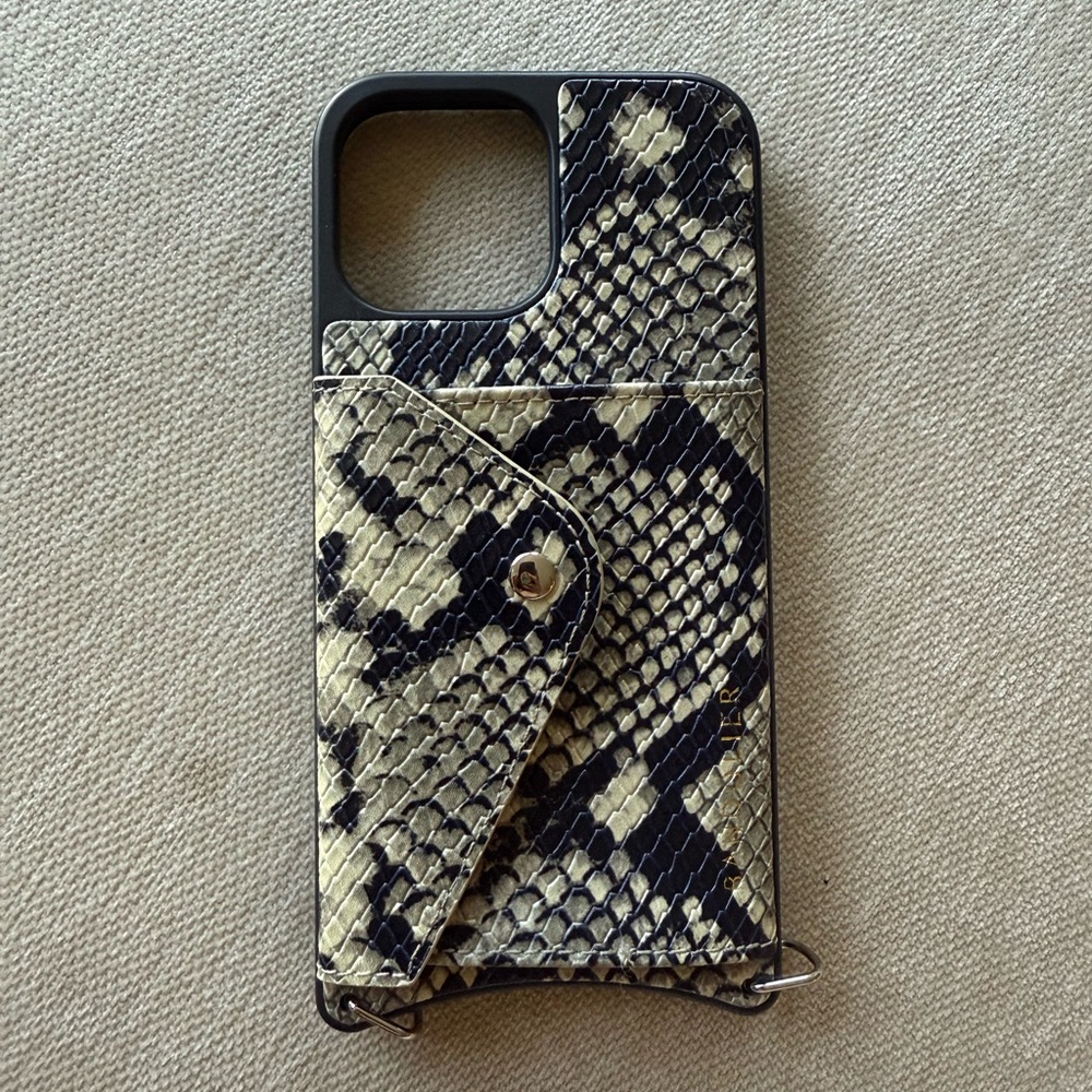 Bandolier Faux Snakeskin Phone Case - Black and Cream - iPhone 13 Pro Max